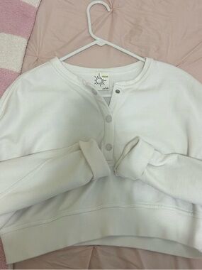 White Offline Snap Henley Sweatshirt